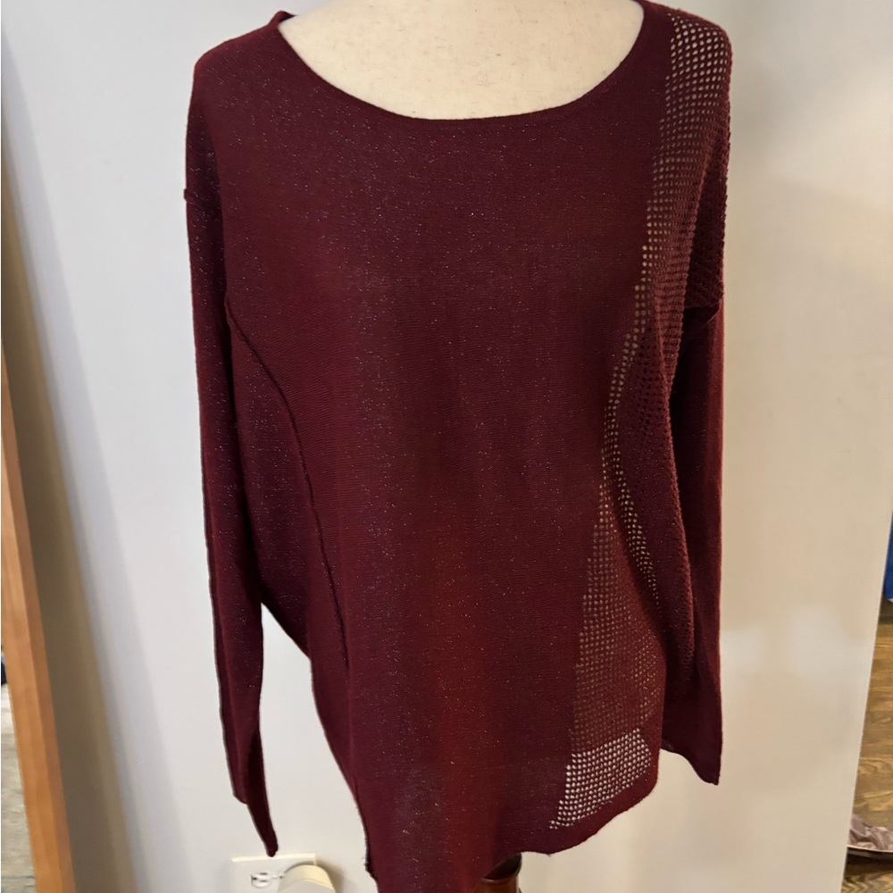 Moth Elegant Burgundy Women's Sweater with Sparkle